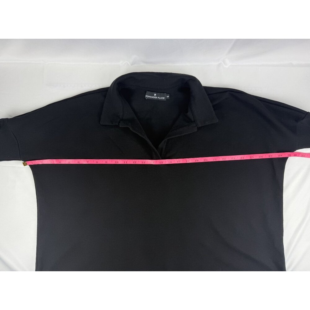 Tuckernuck Pomander Place Womens Easy Polo Swing Sweatshirt XS/S Black V Neck - Picture 7 of 8